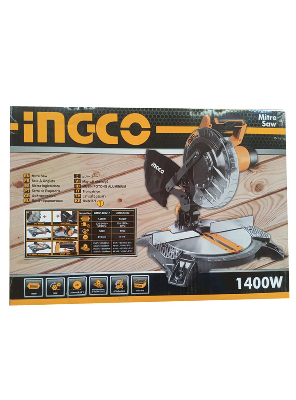 Sierra Ingleteadora 210mm 1400w Ingco Bms14002 2