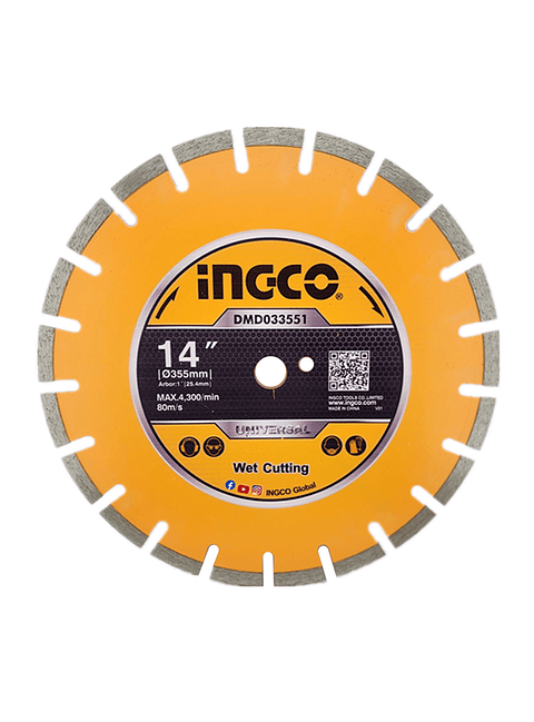 Disco Diamantado Segmentado Corte Humedo 355mm Ingco