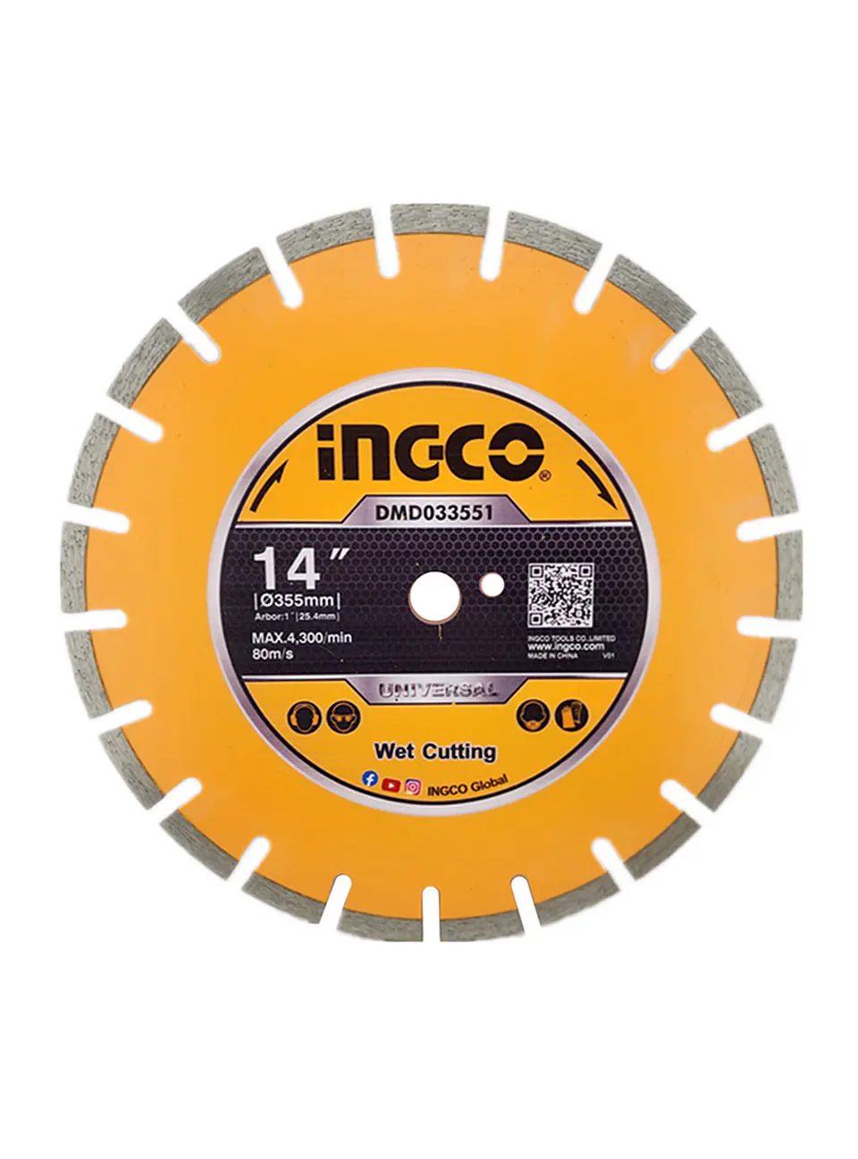 Disco Diamantado Segmentado Corte Humedo 355mm Ingco 1