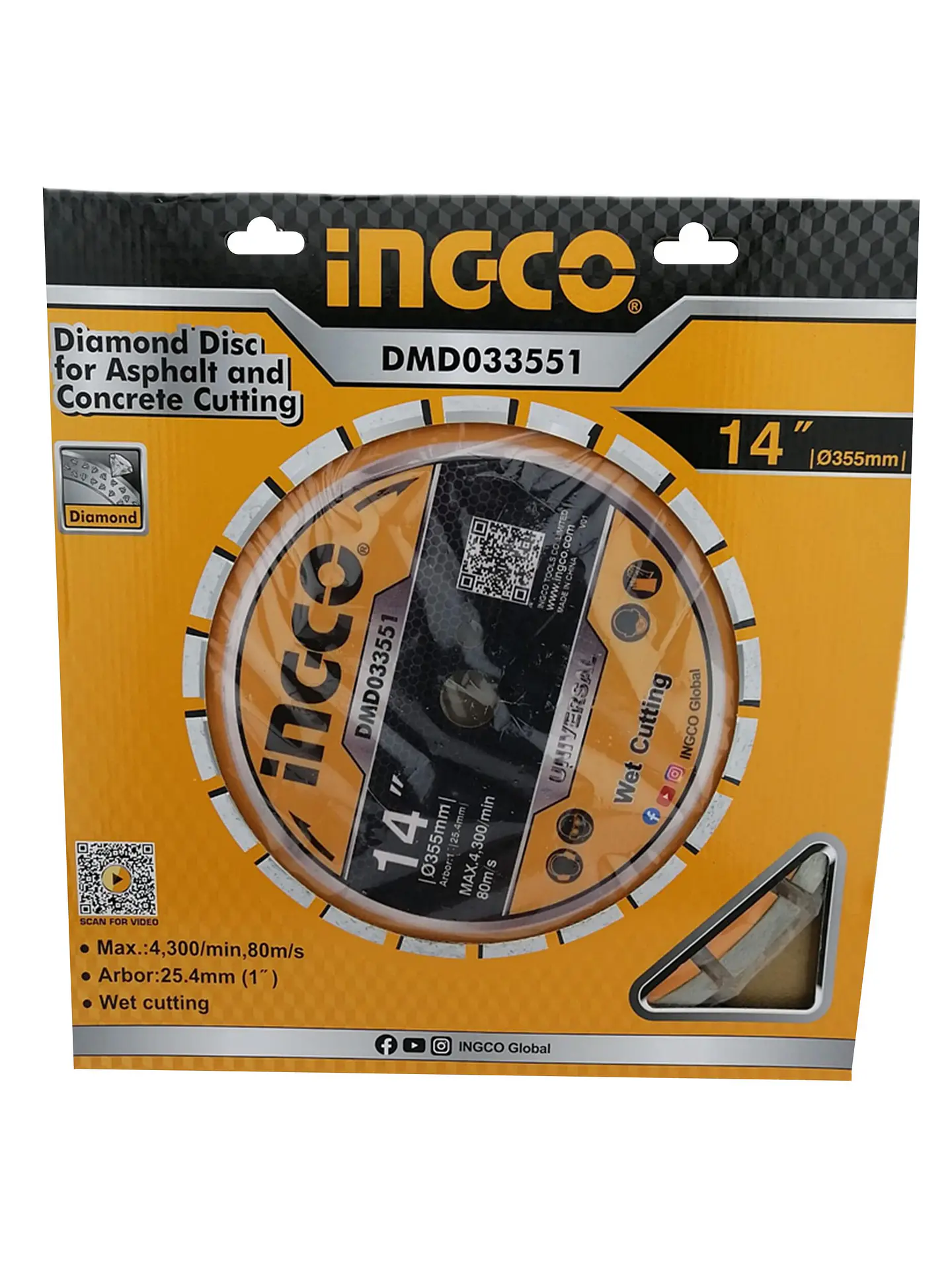 Disco Diamantado Segmentado Corte Humedo 355mm Ingco 2