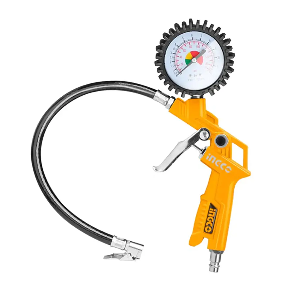 Pistola Para Inflar Y Calibrar Neumaticos Con Manometro Ingco 1