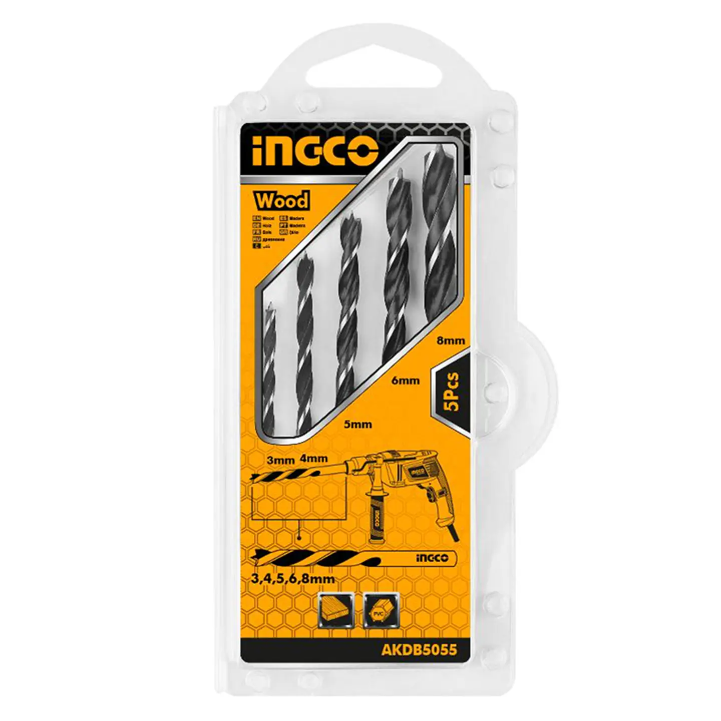 Kit Set Juego Brocas Para Madera 5 Piezas Ingco Akdb5055 1