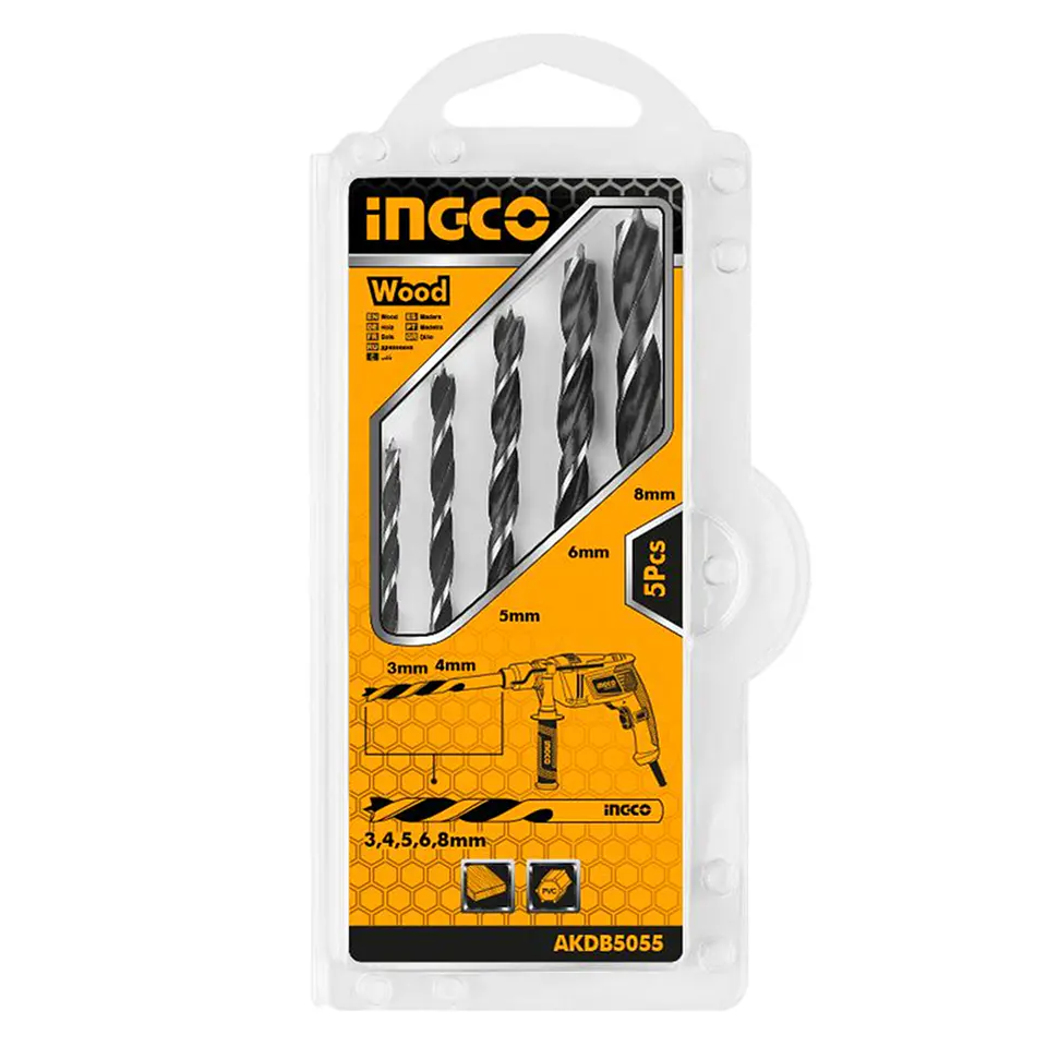 Kit Set Juego Brocas Para Madera 5 Piezas Ingco Akdb5055 1