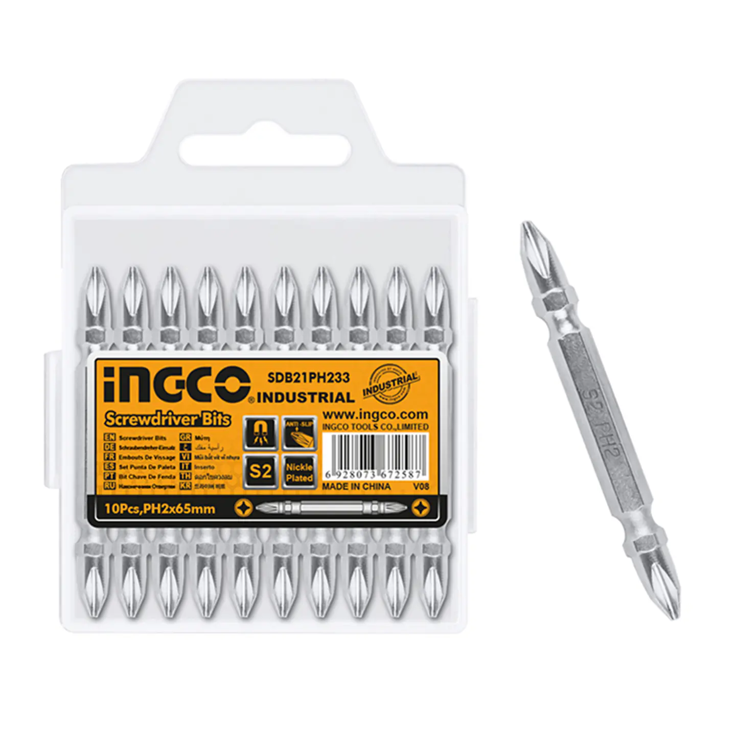 Kit Juego Puntas Phillips Ph2 Doble 10 Piezas Ingco Sdb21ph233 1