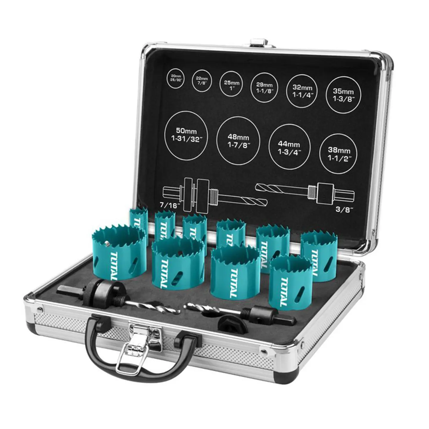 Kit Set Juego Sierra Copa Bi-metal 12 Piezas Total Tacsh1121 1