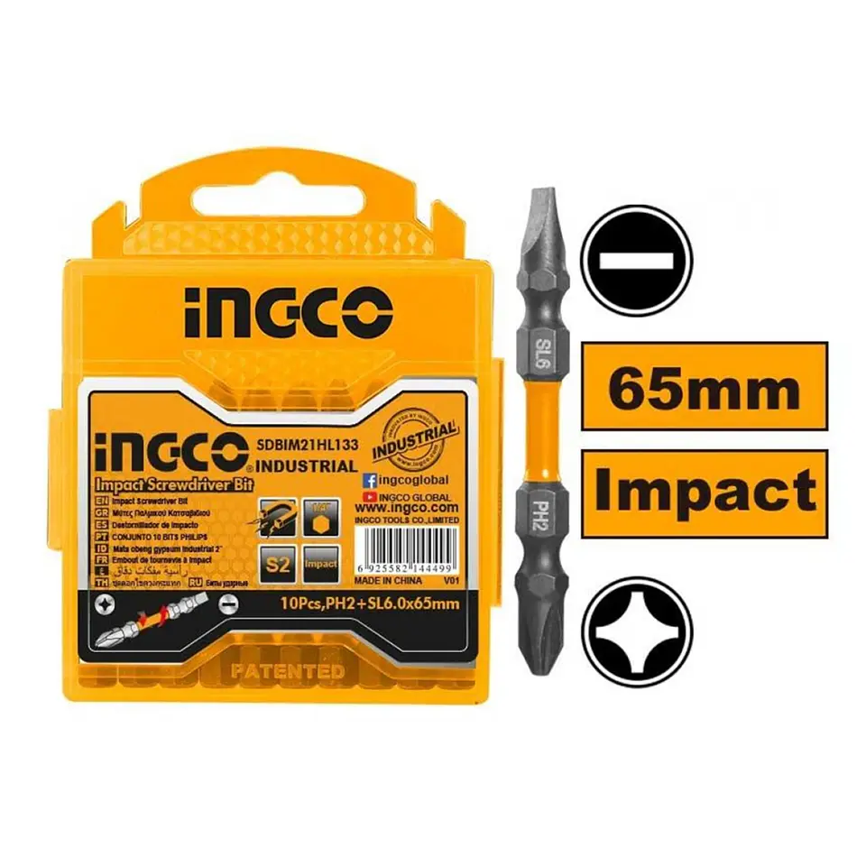 Set Puntas Phillips Y Paleta Doble Impacto 10 Piezas Ingco 2