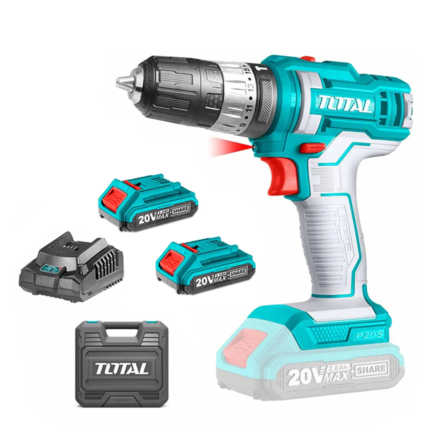 Taladro Atornillador Percutor 20v 2bat+carg Total Tidli20145 1