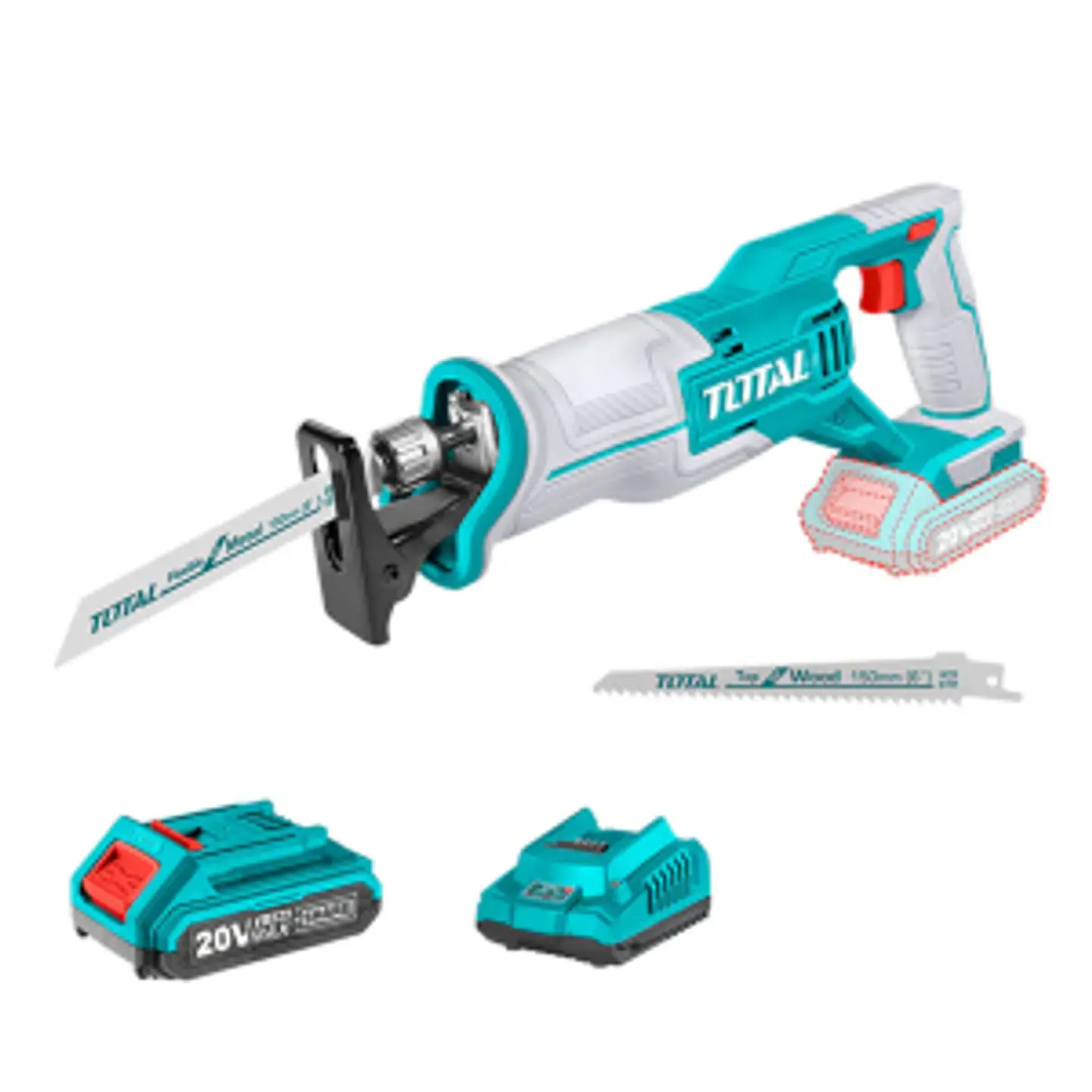 Sierra Sable Inalámbrica 20v Batería + Cargador Total Trsli11521 1