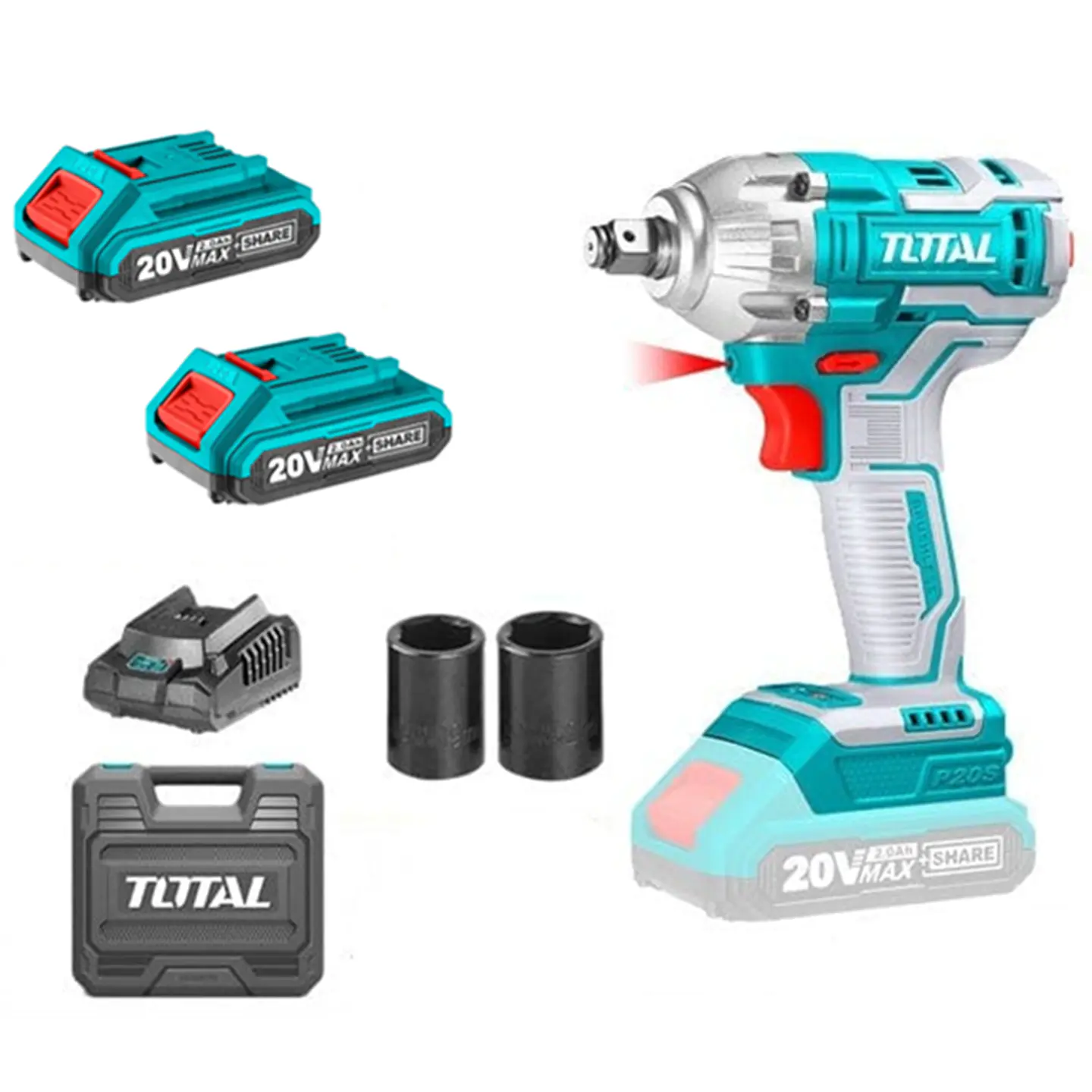 Taladro Pistola Llave Impacto 20v 2bat+ Carg 1