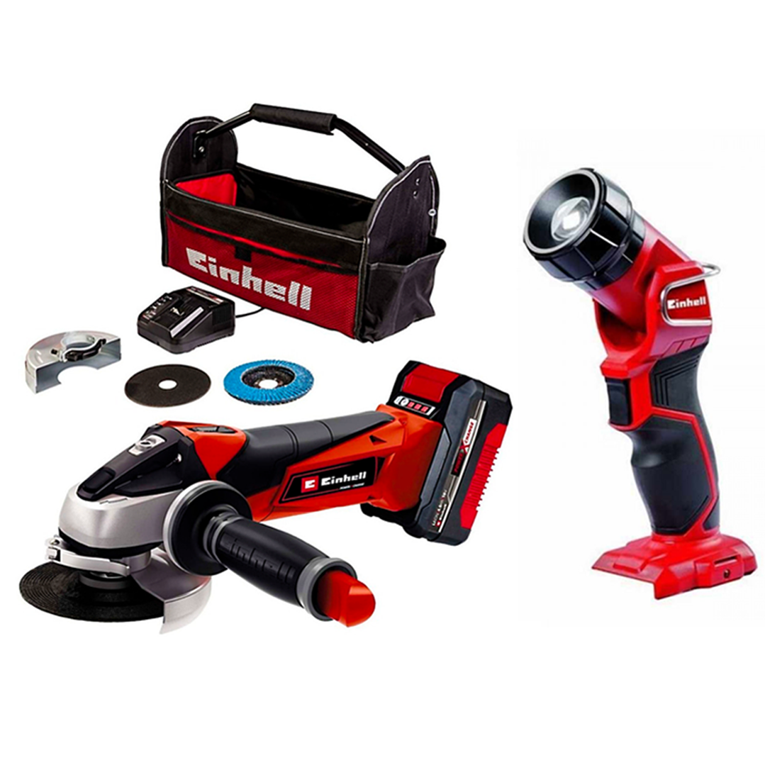 Galletera Esmeril Angular 18v 115mm Bateria + Cargador + Linterna Einhell 1