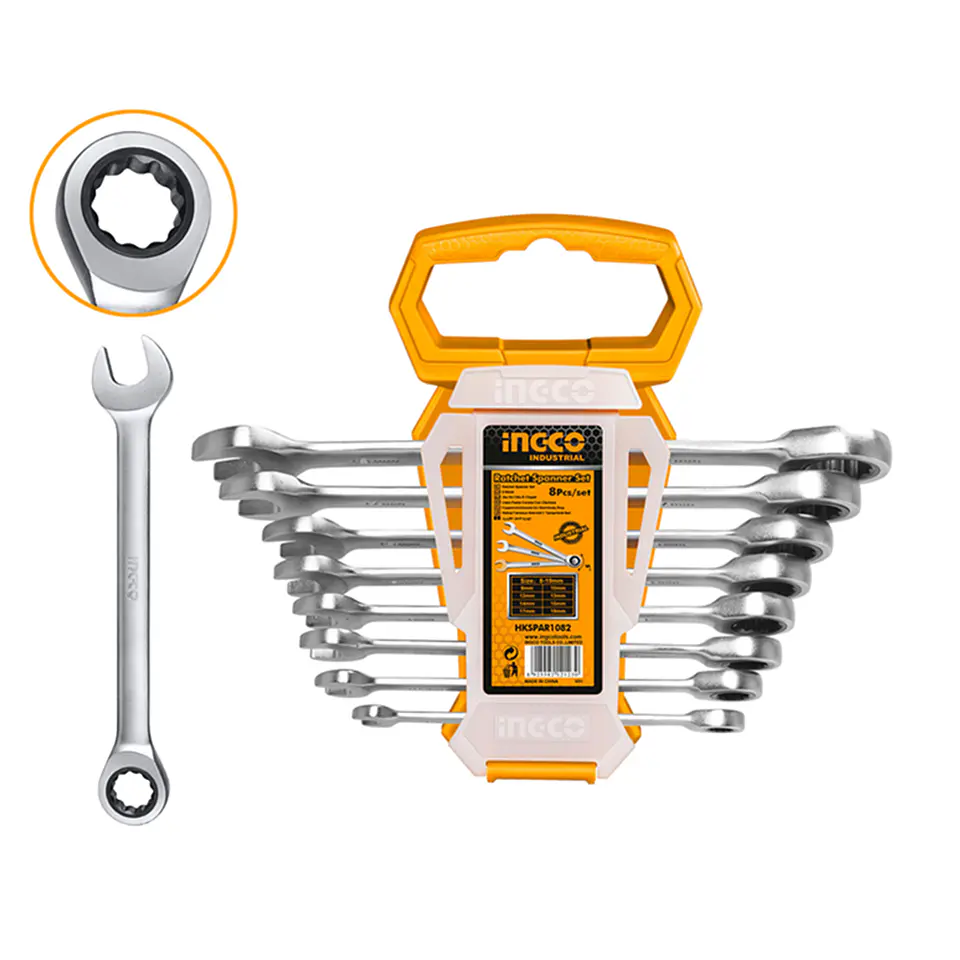 Set Llaves Punta Corona Con Chicharra 8 Pcs Ingco 2