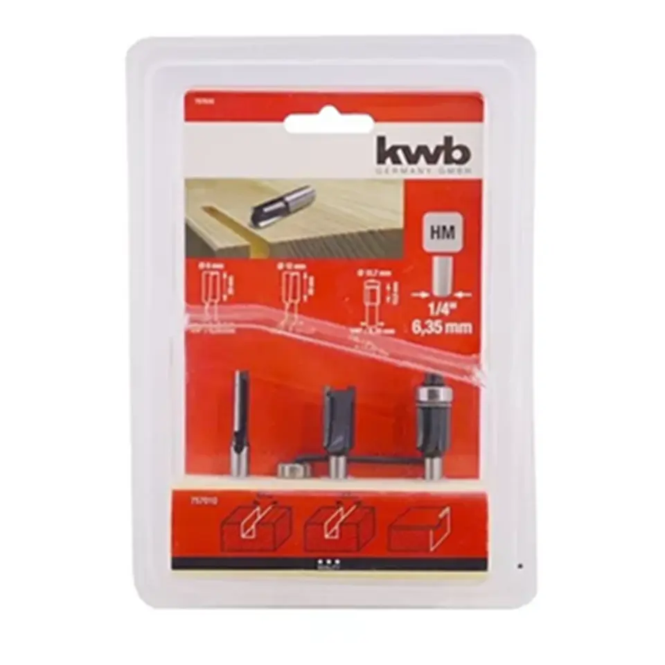 Kit Juego De Fresas 3 Piezas 6.35mm Tupi Router Kwb 757010 1