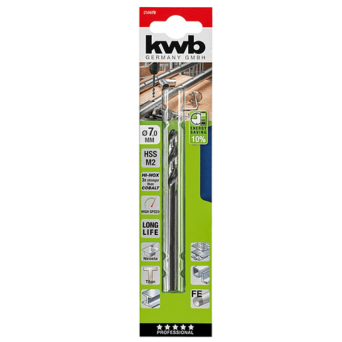 Broca Para Metal Hss 7mm Kwb 258670