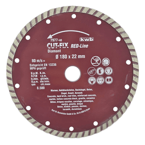 Disco Corte Diamantado Turbo 7 180mm Kwb 7977-40