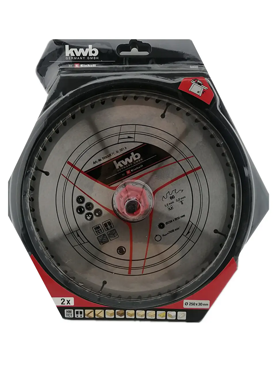 Pack2 Disco Banco Sierra 250x30mm 24-60 Dientes Kwb 589305 2