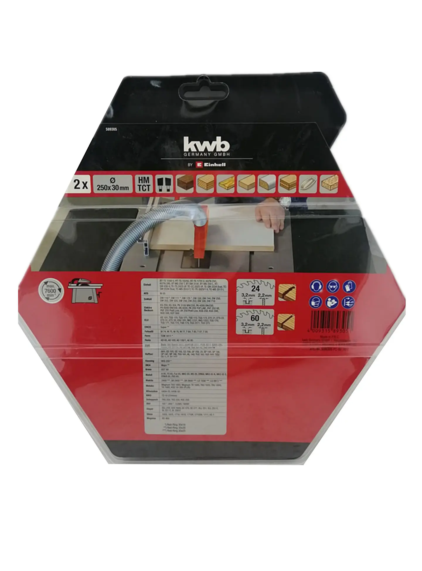 Pack2 Disco Banco Sierra 250x30mm 24-60 Dientes Kwb 589305 3