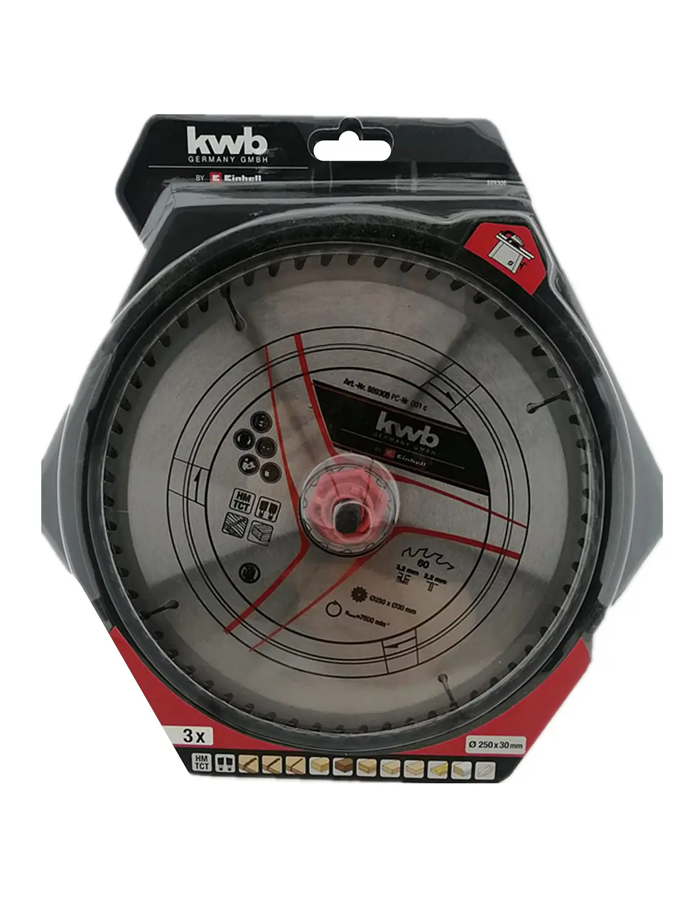 Pack3 Disco Banco Sierra 250x30mm 24-42-60 Dientes Kwb 2