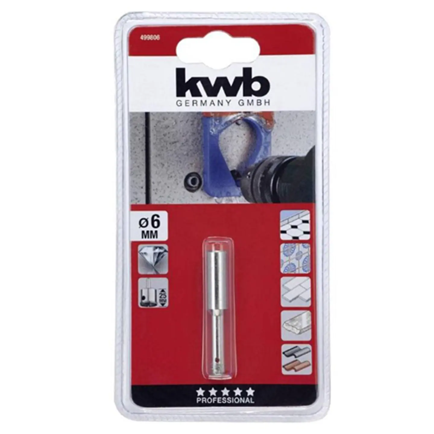 Broca Sierra Copa Diamantada 6mm Kwb 499806 2