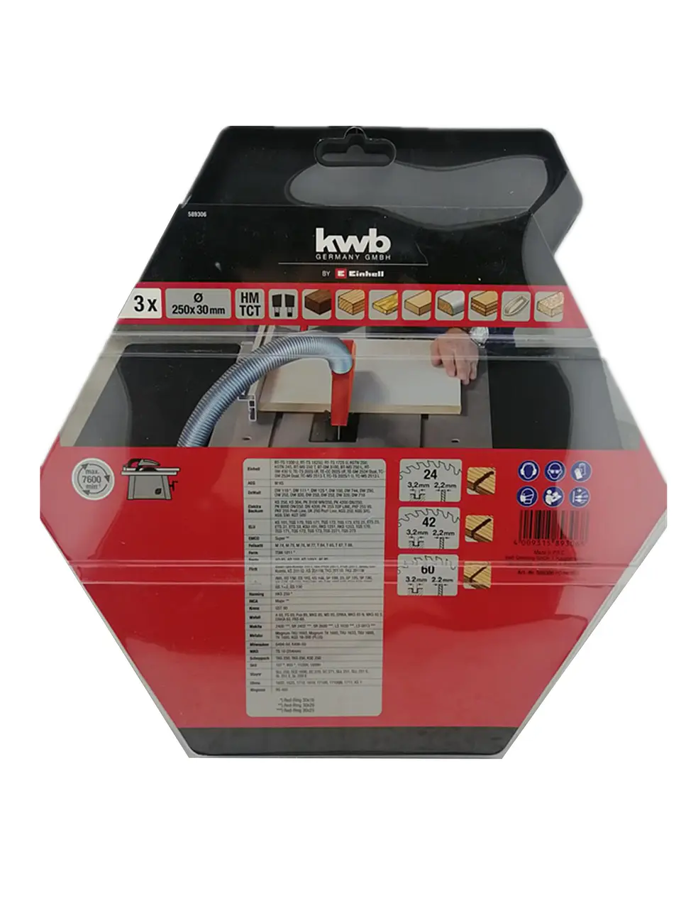 Pack3 Disco Banco Sierra 250x30mm 24-42-60 Dientes Kwb 3