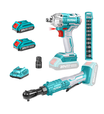 Kit Llave Chicharra 3/8 + Llave Impacto 20v Bat+ Carg Total