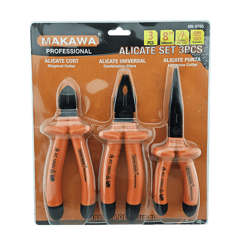 Kit Set Juego De Alicates Aislados 3 Piezas Makawa Mk0765
