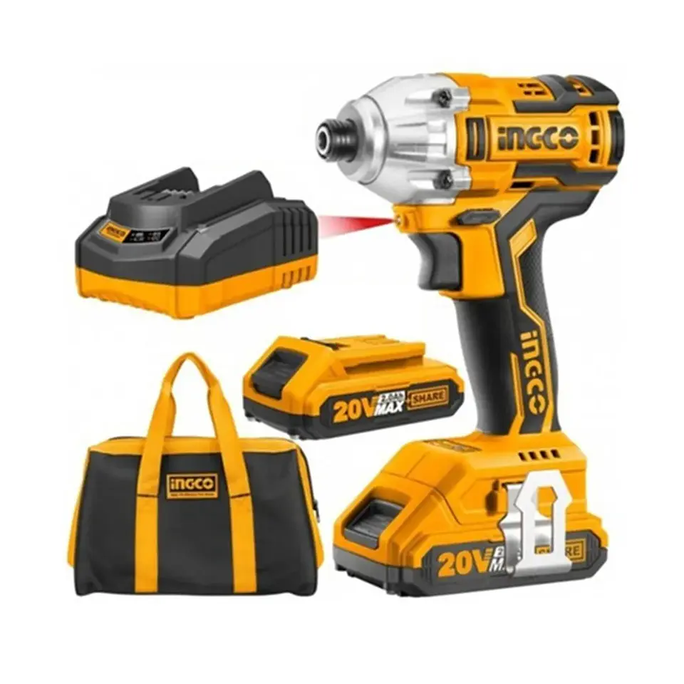 Atornillador De Impacto Inalambrico 20v 1/4 2 Baterías + Cargador Ingco 1