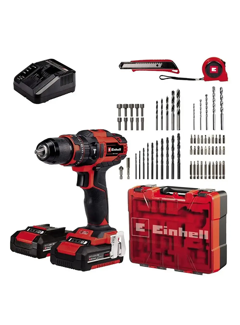 Taladro Atornillador Percutor 13mm 2 Baterias 18v + 64 Accesorios Einhell 1