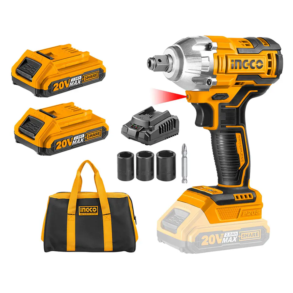 Taladro Pistola Llave Impacto Y Atornillador 20v 2 Bat Ingco 1