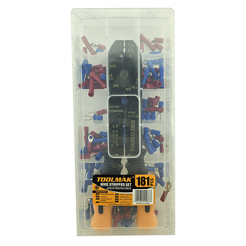 Kit Alicate Pinza Pelacable Con Terminales 181 Pcs Toolmak