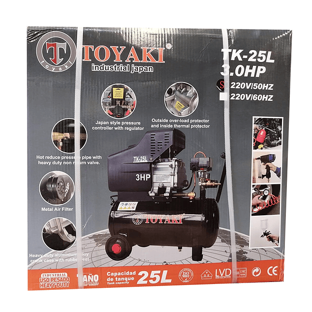 Compresor De Aire 25lts / 3 Hp / Toyaki Tk-25l