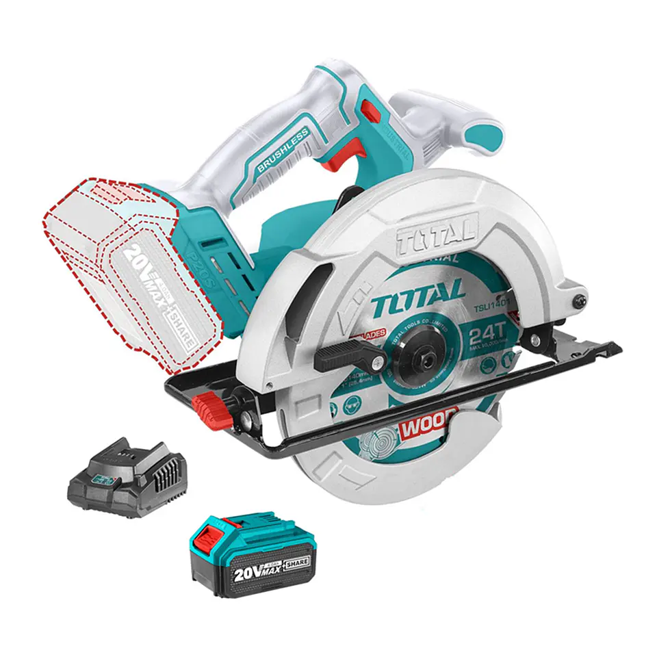 Sierra Circular Inalámbrica 20v Bat+ Carg Total Tsli18511 1