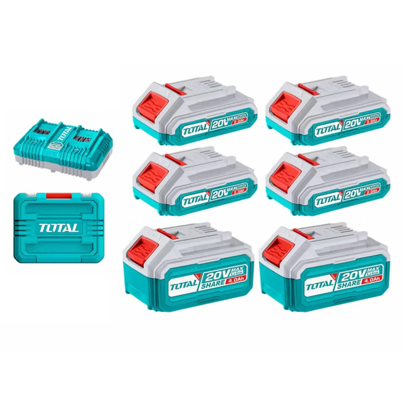 Kit Cargador Doble + 6 Baterias 20v Total Tosli230701 1