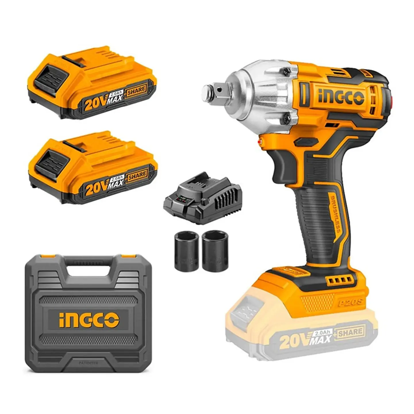 Taladro Pistola Llave Impacto 20v 2bat+ Carg Ingco Ciwli2038 1