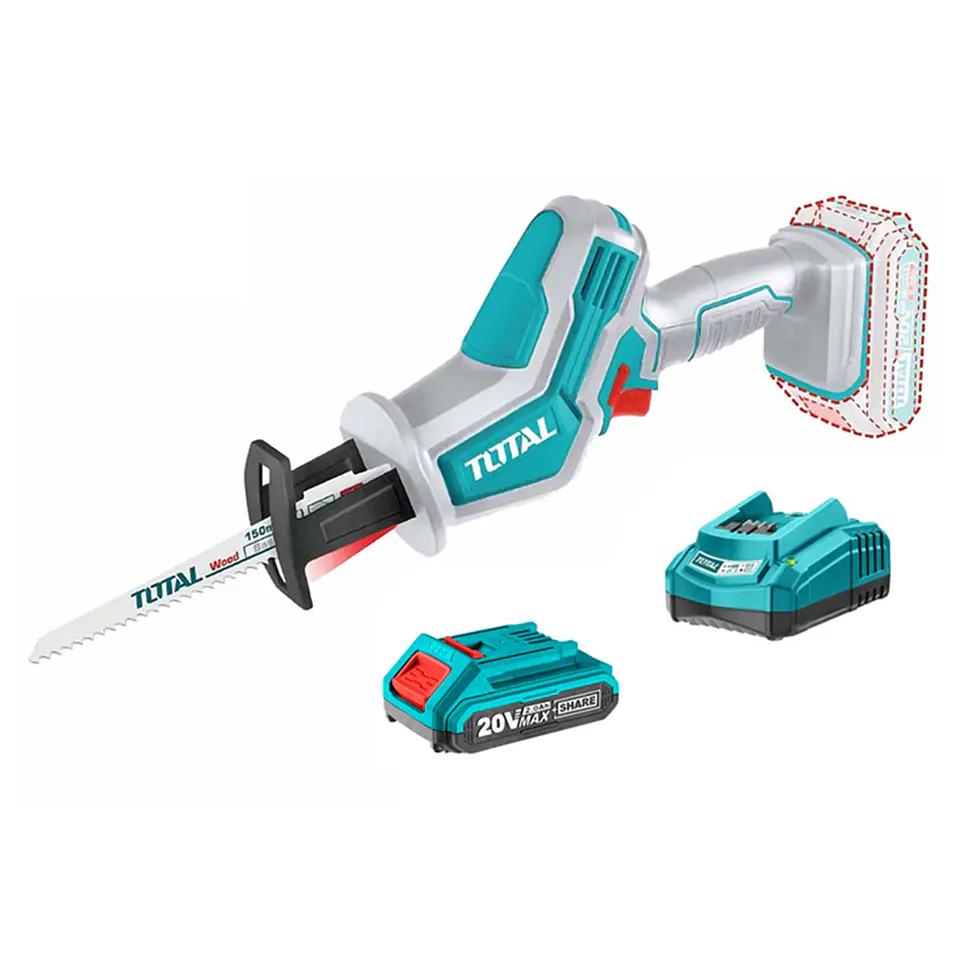 Sierra Sable Inalambrica 20v Bat+ Cargador Total Trsli6506 1