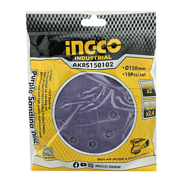 10 Disco Lija Zirconio 150mm Velcro Grano Variado Akrs150102  