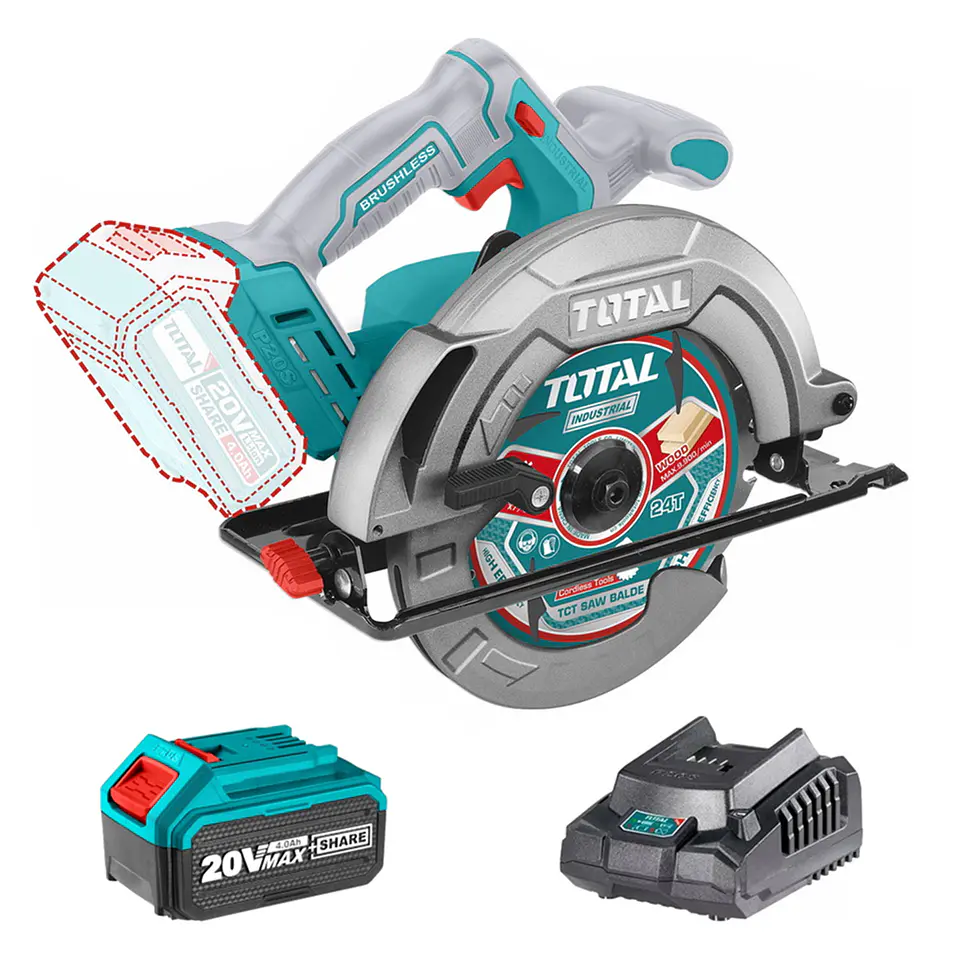 Sierra Circular Inalámbrica 20v Bat+ Cargador Total Tsli1851 1