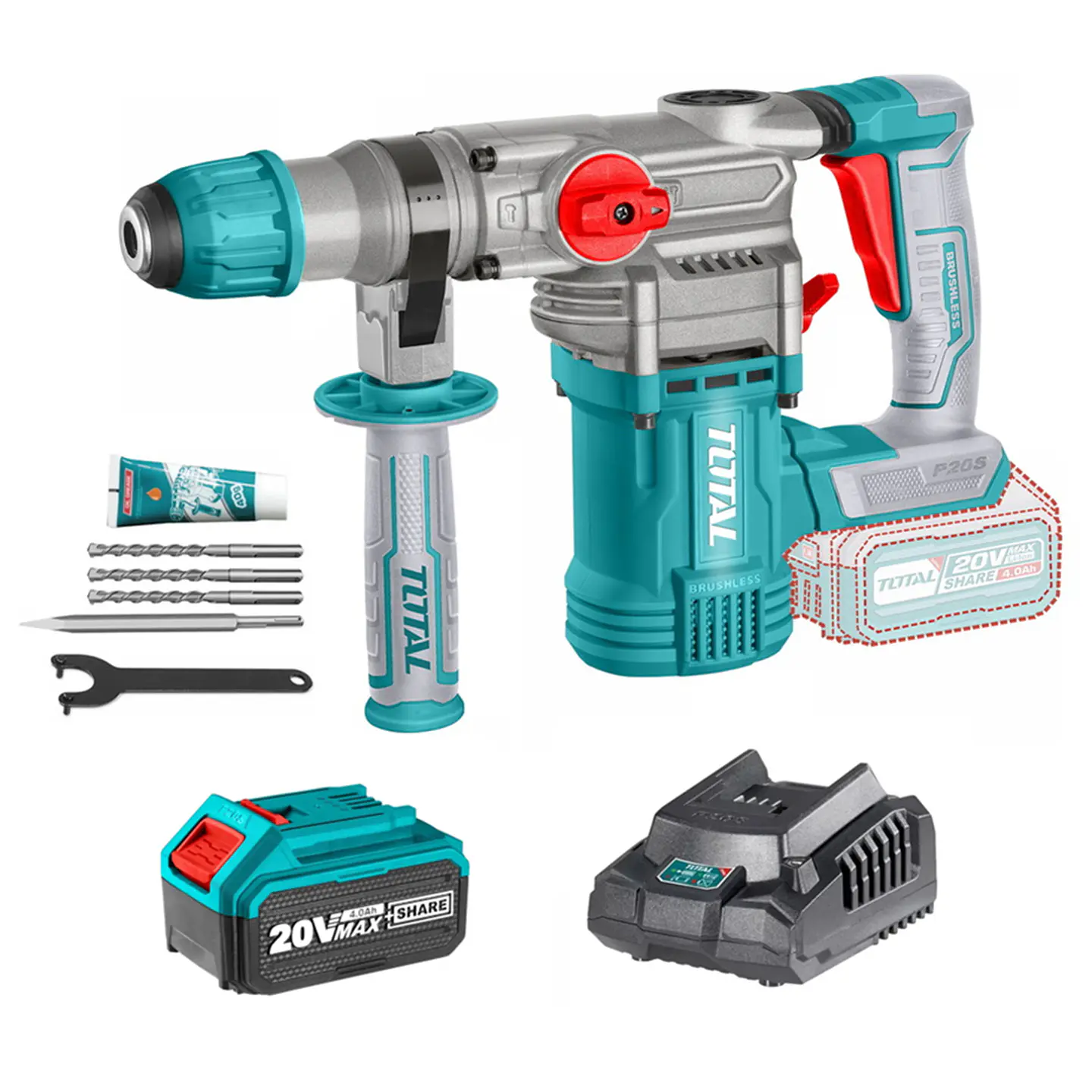 Rotomartillo Sds Plus 20v Bat + Cargador Total Trhli20288   1