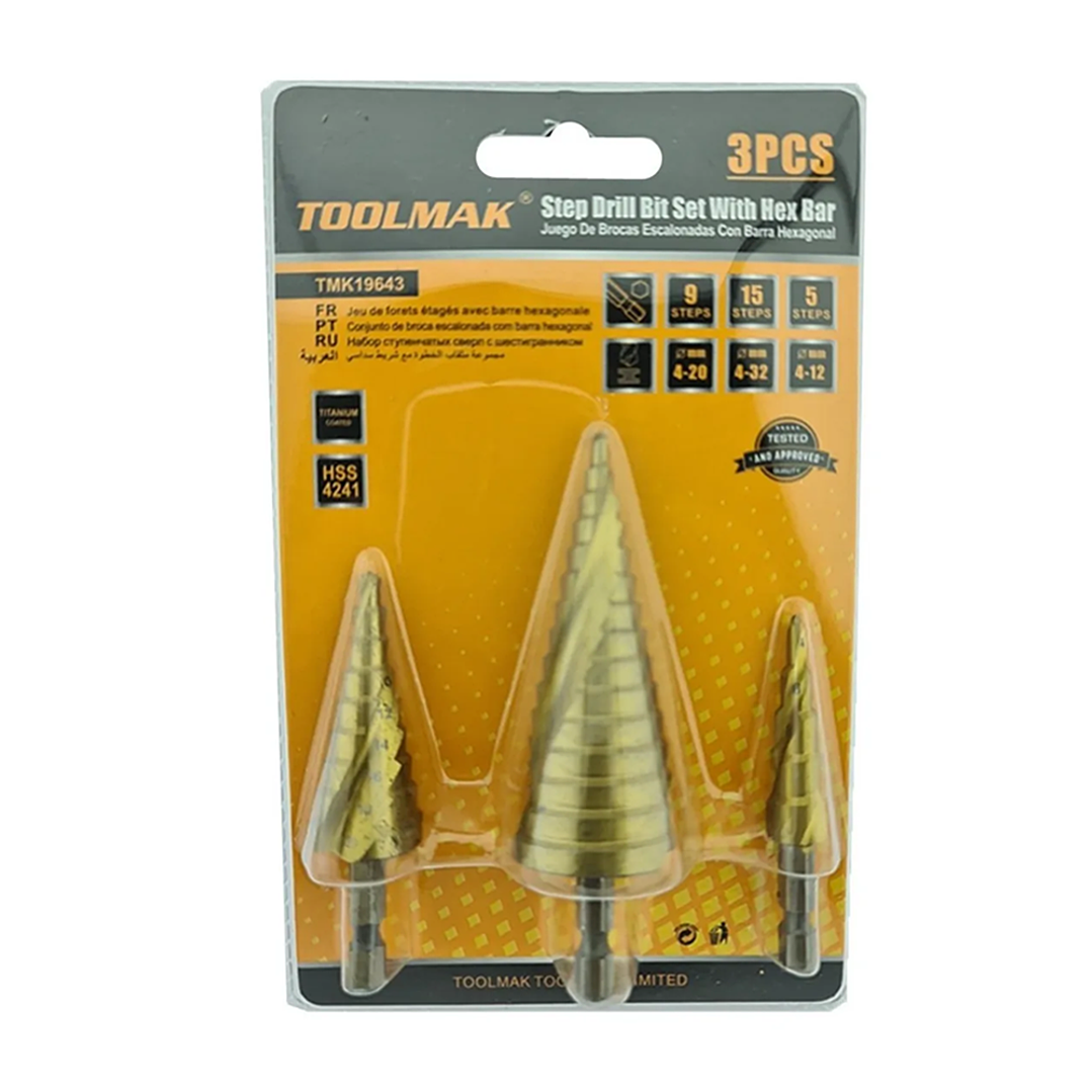 Set Broca Escalonada Barra Hexagonal 3 Piezas Tmk 1