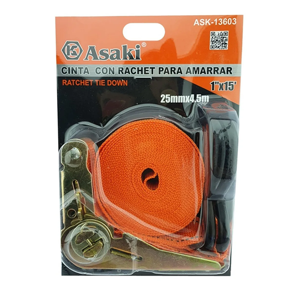 Eslinga Cinta Amarre C/ Ratchet 1 Pulg X 15 Ft Ask
