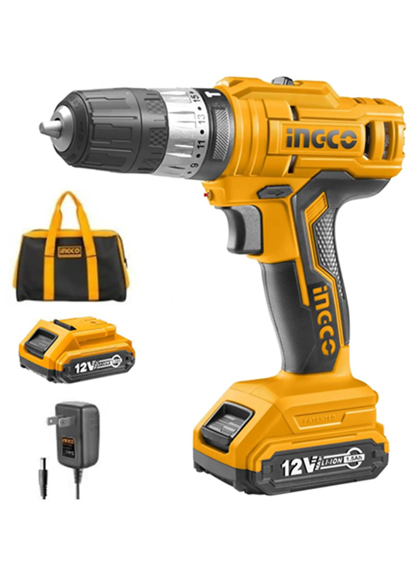 Taladro Atornillador Impacto 10mm 12v 2bat + Carg Ingco 1