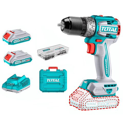 Taladro Atornillador 20v 13mm 2bat+ Carg Total Tdli20602