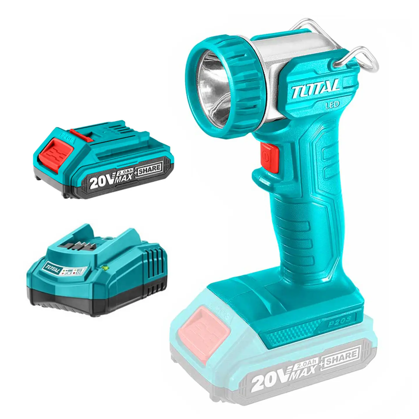 Linterna Led Inalámbrica 20v Bat + Carg Total Twli2038 1