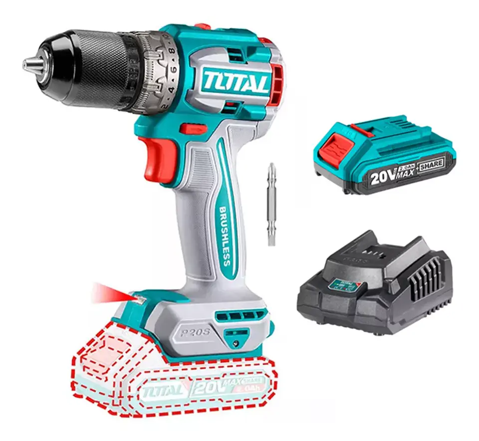 Taladro Atornillador 13mm 20v Bat+ Carg Total Tdli206021 1