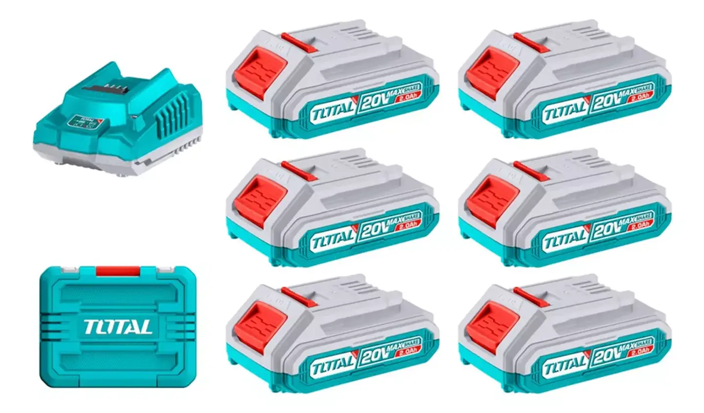 Kit Cargador + 6 Baterias 20v Total Tfbcli20611 1