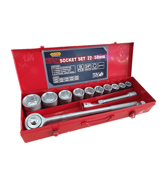 Juego De Dados 3/4 pulgada 15 Piezas Steeltools - 