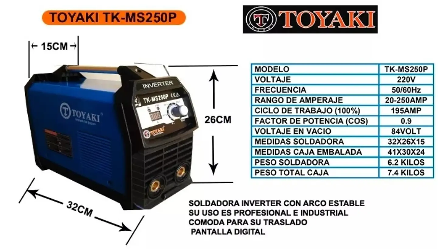 Maquina de soldar 250AMP toyaki  TK-MS250P 2