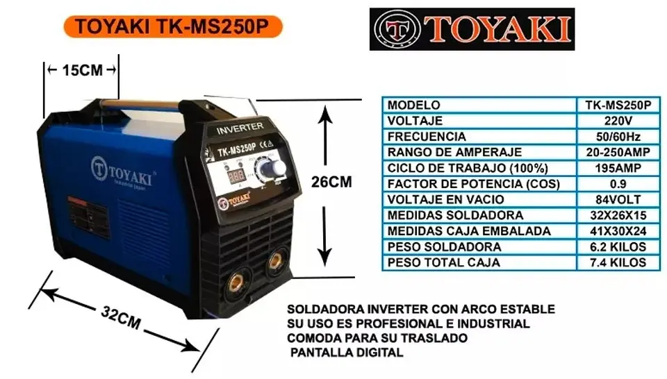 Maquina de soldar 250AMP toyaki  TK-MS250P 2