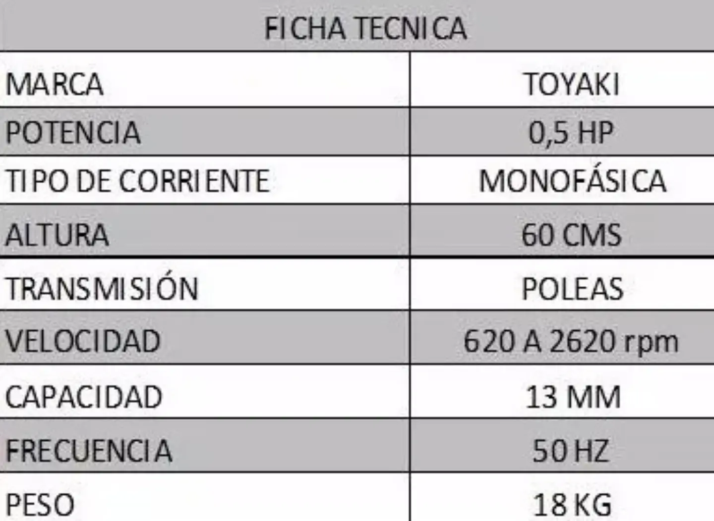 Taladro De Banco O Pedestal 1/2hp 375w TOYAKI 3