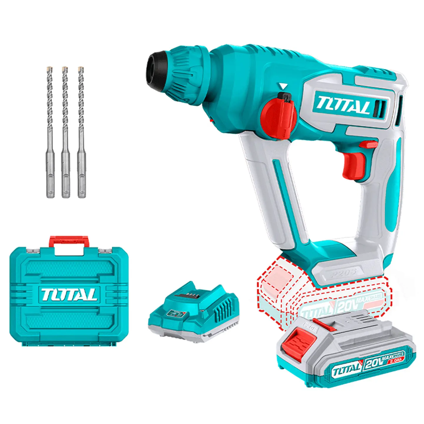 Rotomartillo 20v Sds Plus Bat + Cargador Total Trhli201681 1