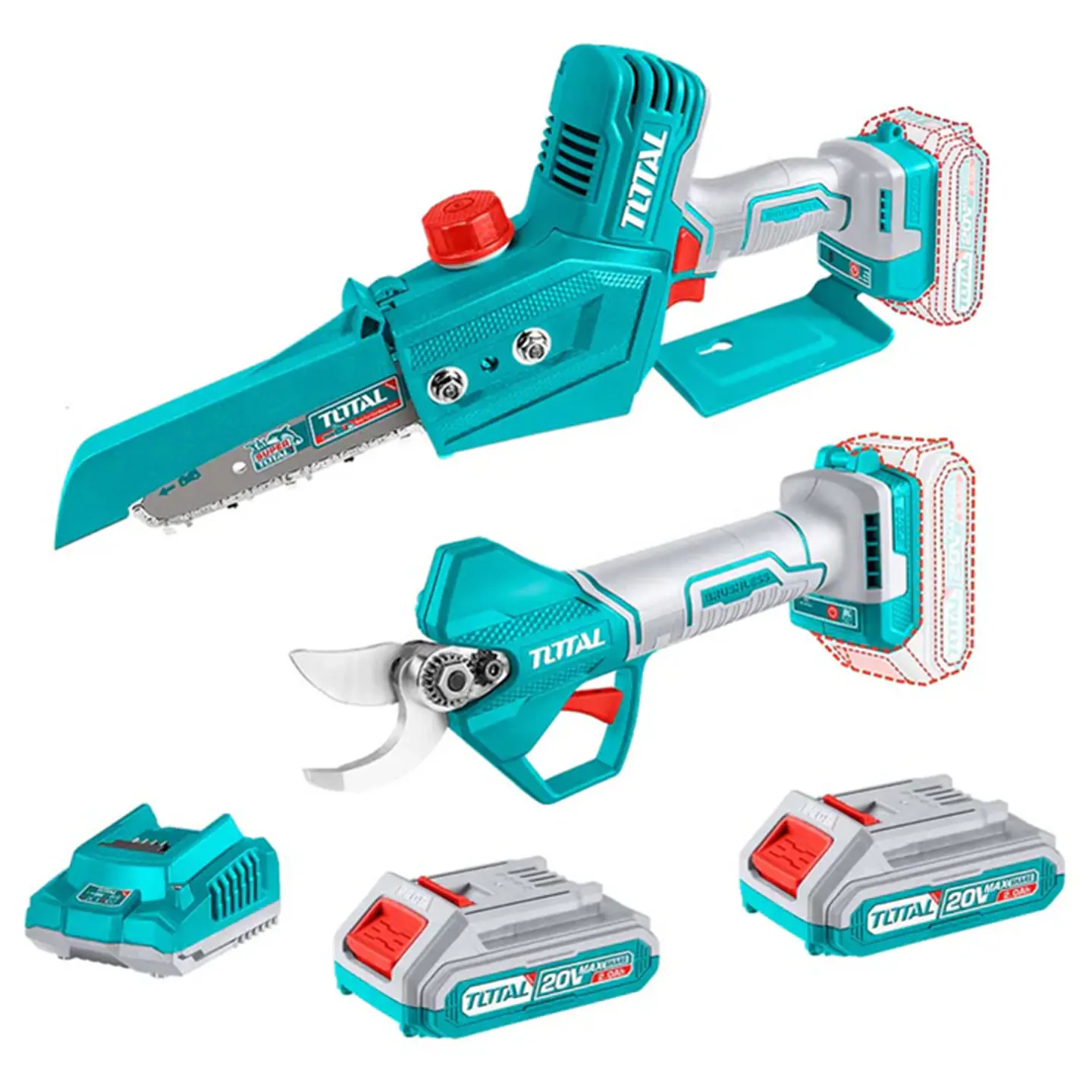 Kit Motosierra+ Tijera De Podar Jardin 20v Total Tosli240306 1